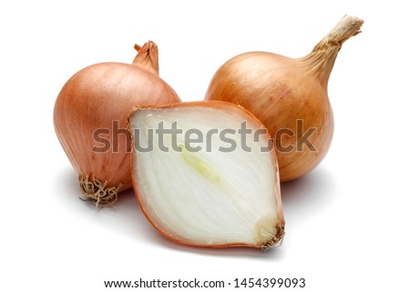 Fresh shallot, onion with slice isolated on white background Foto d'archivio © 