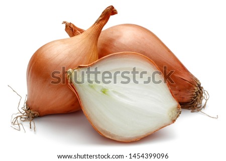 Fresh shallot, onion with slice isolated on white background Foto d'archivio © 