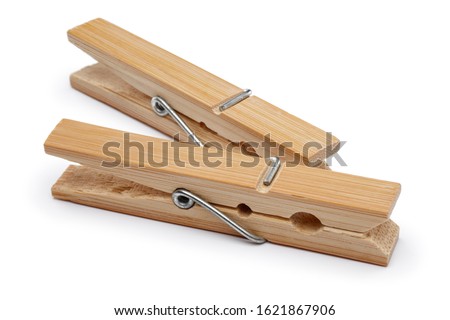Wooden clothes peg isolated on white background Foto stock © 