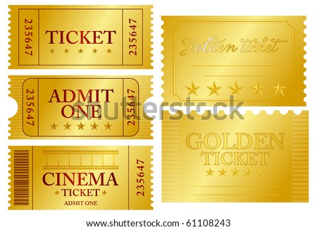 Various Golden Ticket Set, Vector Illustration - 61108243 : Shutterstock