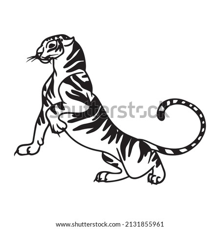 tiger graphic design vector illustration, art tattoo sketch, hand draw, print use