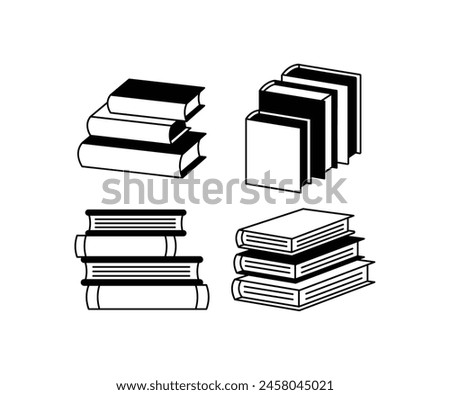 books stacked icon vector design black white illustration collections template isolated