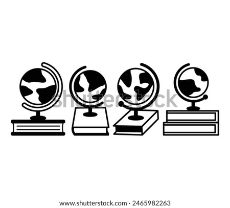 globe book icon vector design black white symbol illustration collections template sets isolated