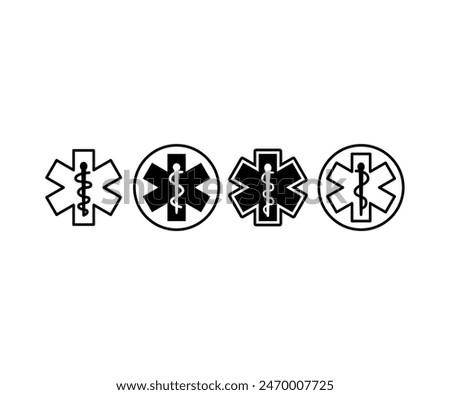 emergency medicine emt paramedic icons symbol sign vector design simple black white illustrations sets