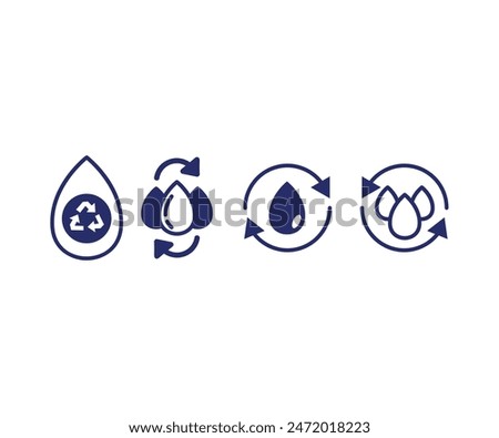 recycle water drop circular arrow icons symbol sign vector design flat illustrations collections sets