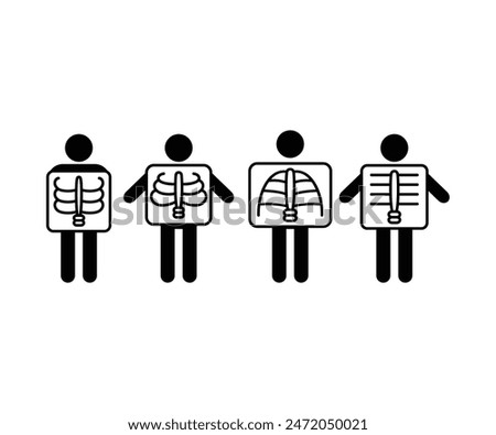 X ray people icons symbol vector design black white illustration collections sets isolated