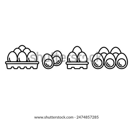 egg icon symbol vector design simple line black white color illustration collections sets