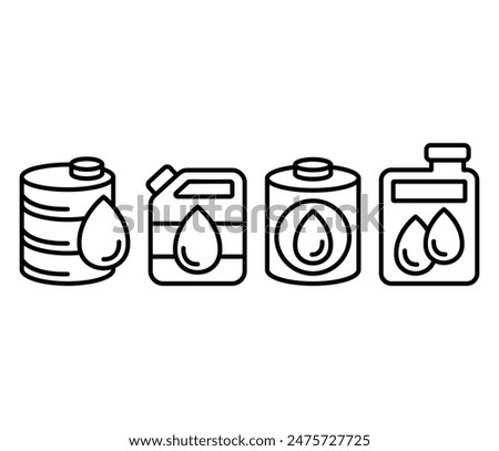 mineral oil droplet icon vector design simple line black white color collections sets