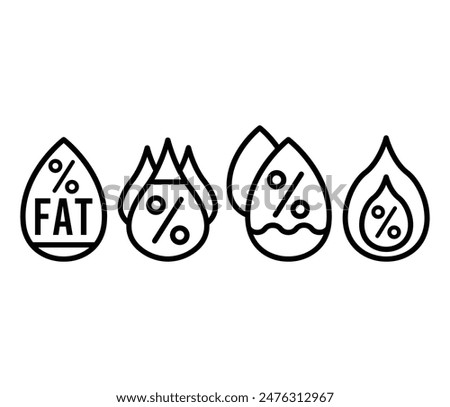 saturated fat icons symbol vector design simple line black white color illustration template 