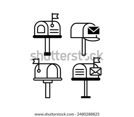 mailbox received mail icons symbol vector design black white color simple illustration collection set isolated