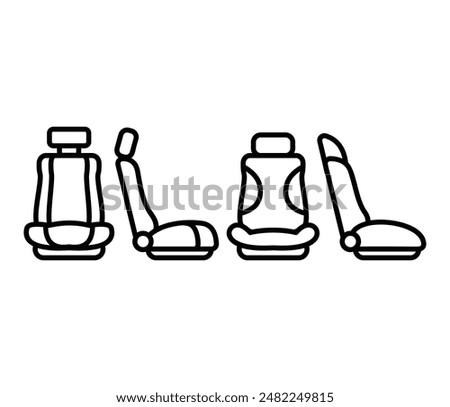 armchair car seat icon symbol vector design simple line illustration black white color set