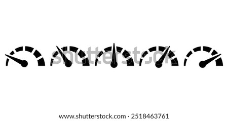 set of tachometer speedometer icon symbol vector design black white color simple flat modern style illustration collection 