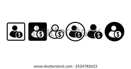 set of business people avatar with dollar sign icon symbol vector design black white color illustration isolated