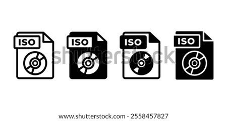 ISO file format document icon symbol sign vector design simple flat illustration collection sets