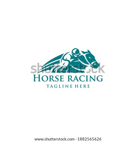 Horse race logo vector with speed effect