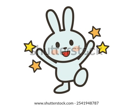 Illustration of a happy cute rabbit and stars