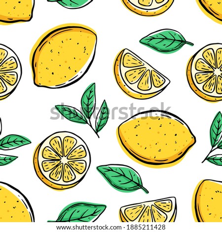 seamless pattern of lemon with hand draw style