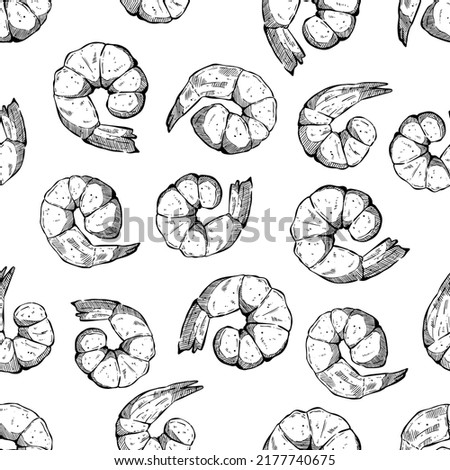 shrimp or seafood seamless pattern with hand drawing style