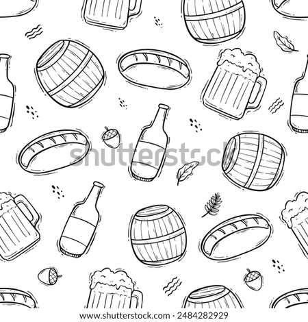 Germany Doodle Elements With Beer In Seamless Pattern