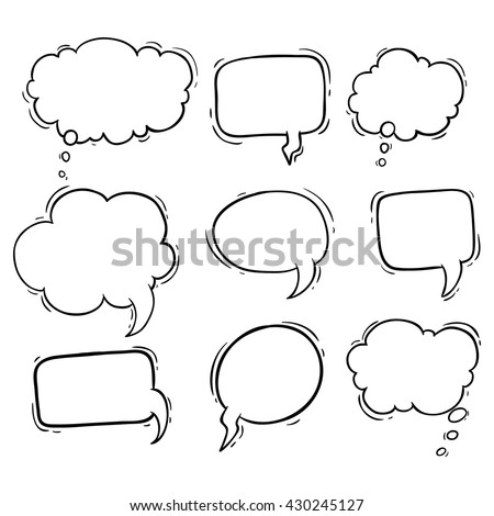 Set of hand drawing bubbles speech or bubbles talk