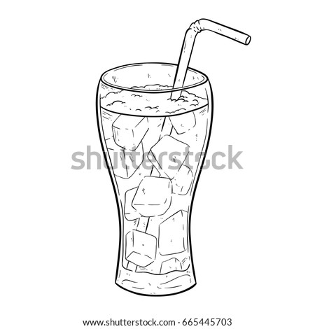 hand drawing soda or soft drink with straw