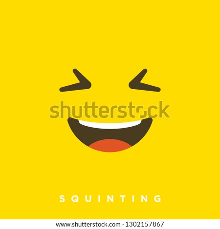High quality vector cartoon with squinting emoticons with Flat Design Style, social media reactions - Vector EPS10