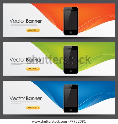 vector website headers, smart phone promotion banners