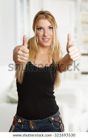 Woman thumbs up