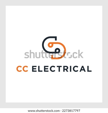 CC letter logo with wires Vector typeface for electric car identity, tech header, charging poster, etc.