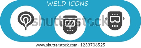 Vector icons pack of 3 filled weld icons. Simple modern icons about  - Electrode, Welder