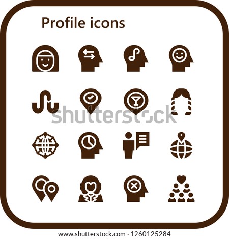 Vector icons pack of 16 filled profile icons. Simple modern icons about  - Avatar, Mind, Stumbleupon, Placeholder, Hairstyle, Network, User, Placeholders, George washington, Group