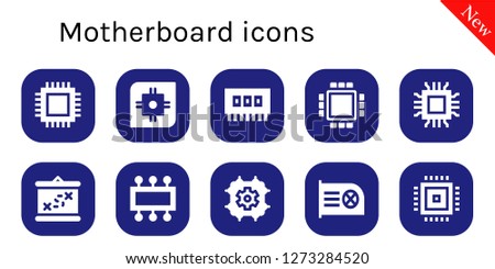  motherboard icon set. 10 filled motherboard icons. Simple modern icons about  - Cpu, Ram, Microchip, Boarding