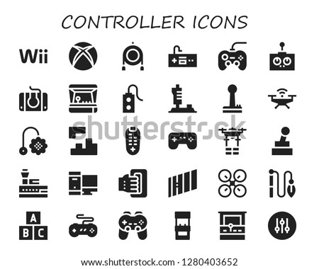 controller icon set. 30 filled controller icons. Simple modern icons about  - Wii, Xbox, Toy, Gamepad, Remote control, Playstation, Arcade game, Controller, Joystick, Drone, Tetris