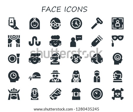  face icon set. 30 filled face icons. Simple modern icons about  - Selfie, Arab woman, Grandmother, Clock, Razor, Portrait, Theater, Stumbleupon, Avatar, User, Electric razor