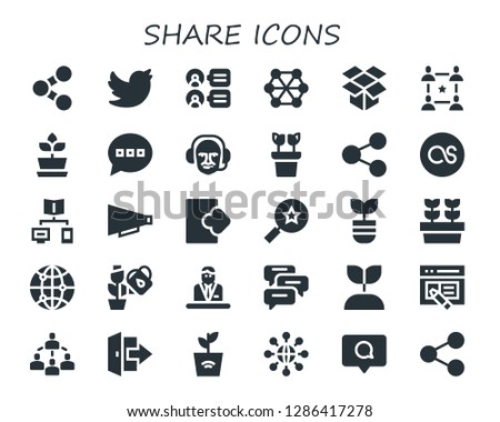  share icon set. 30 filled share icons. Simple modern icons about  - Share, Twitter, Comments, Connect, Dropbox, Community, Plant, Comment, Commentator, Lastfm, Connection, Communication