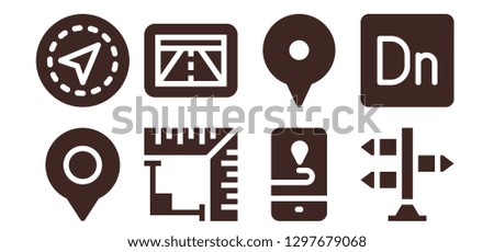  distance icon set. 8 filled distance icons. Simple modern icons about  - Location, Gps, Angle, Signpost, Dimension