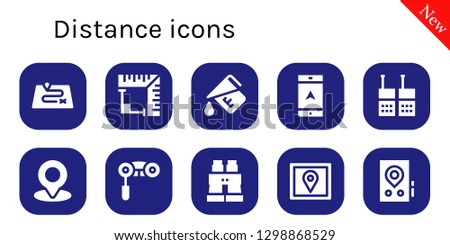  distance icon set. 10 filled distance icons. Simple modern icons about  - Route, Angle, Measure, Navigation, Walkie talkie, Location, Binoculars, Gps