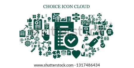 choice icon set. 93 filled choice icons.  Collection Of - Tasks, Autograph, Direction, List, Direction sign, Exam, Like, Nice, Puzzle, Signpost, Pick, Split point, Color picker