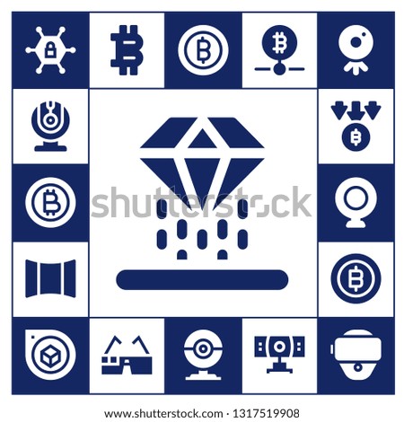 virtual icon set. 17 filled virtual icons.  Collection Of - Vpn, Webcam, Bitcoin, Hologram, Panoramic, Perspective, Virtual glasses, Vr glasses