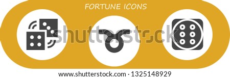fortune icon set. 3 filled fortune icons.  Simple modern icons about  - Dices, Taurus, Dice