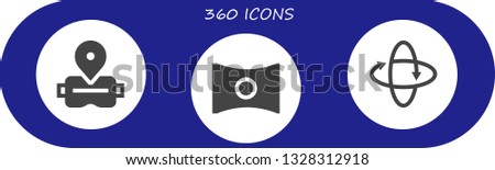 360 icon set. 3 filled 360 icons.  Collection Of - Virtual reality, Panorama, 360