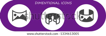 dimentional icon set. 3 filled dimentional icons.  Simple modern icons about  - panorama 360