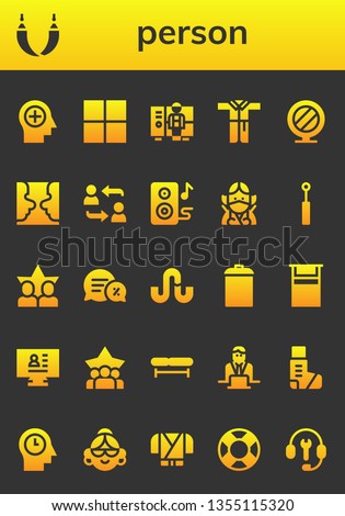 person icon set. 26 filled person icons.  Collection Of - Mind, Hammock, Delicious, Worker, Bathrobe, Mirror, Psychology, Network, Speakers, Ninja, Friends, Conversation, Stumbleupon