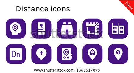 distance icon set. 10 filled distance icons.  Simple modern icons about  - Location, Gps, Binoculars, Angle, Walkie talkies, Dimension