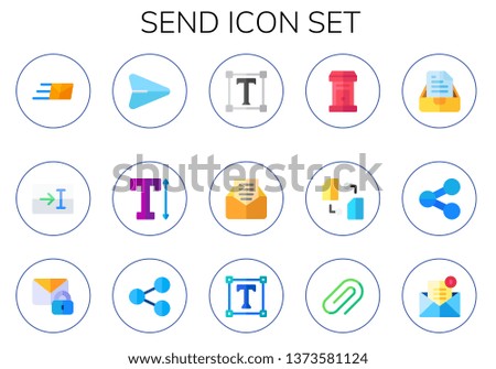 send icon set. 15 flat send icons.  Simple modern icons about  - express mail, text, email, letterbox, sharing, outbox, share, mail, attachment