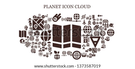 planet icon set. 93 filled planet icons.  Simple modern icons about  - Map, Worldwide, Globe, Meteorite, Earth, Global warming, World, Earth globe, Lastfm, Moon rover, Worlwide