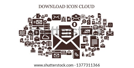 download icon set. 93 filled download icons.  Collection Of - Mail, Cloud computing, Login, Email, File, Envelope, Phone book, Bookmark, Navigation, Server, Cloud, Ebooks, Itunes