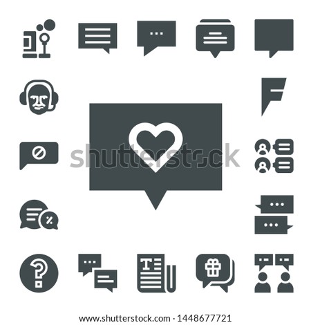 dialog icon set. 17 filled dialog icons.  Simple modern icons about  - Bubbles, Commentator, Chat, Conversation, Foursquare, Comments, Question, Text