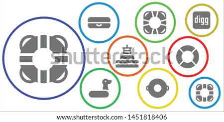 lifebuoy icon set. 9 filled lifebuoy icons.  Collection Of - Lifesaver, Float, Rubber ring, Buoy, Lifeguard, Digg, Lifebuoy