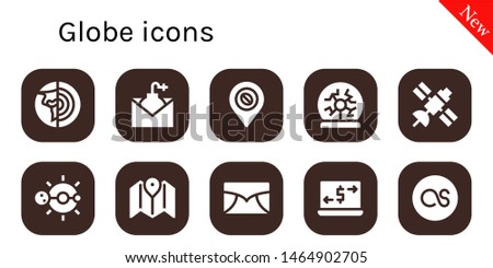 globe icon set. 10 filled globe icons.  Simple modern icons about  - Planet earth, Email, Map, Plasma ball, Satellite, Solar system, Money transfer, Lastfm